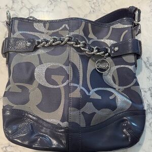 Coach Blue and Silver Chain Shoulder Bag